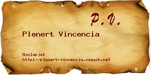 Plenert Vincencia névjegykártya